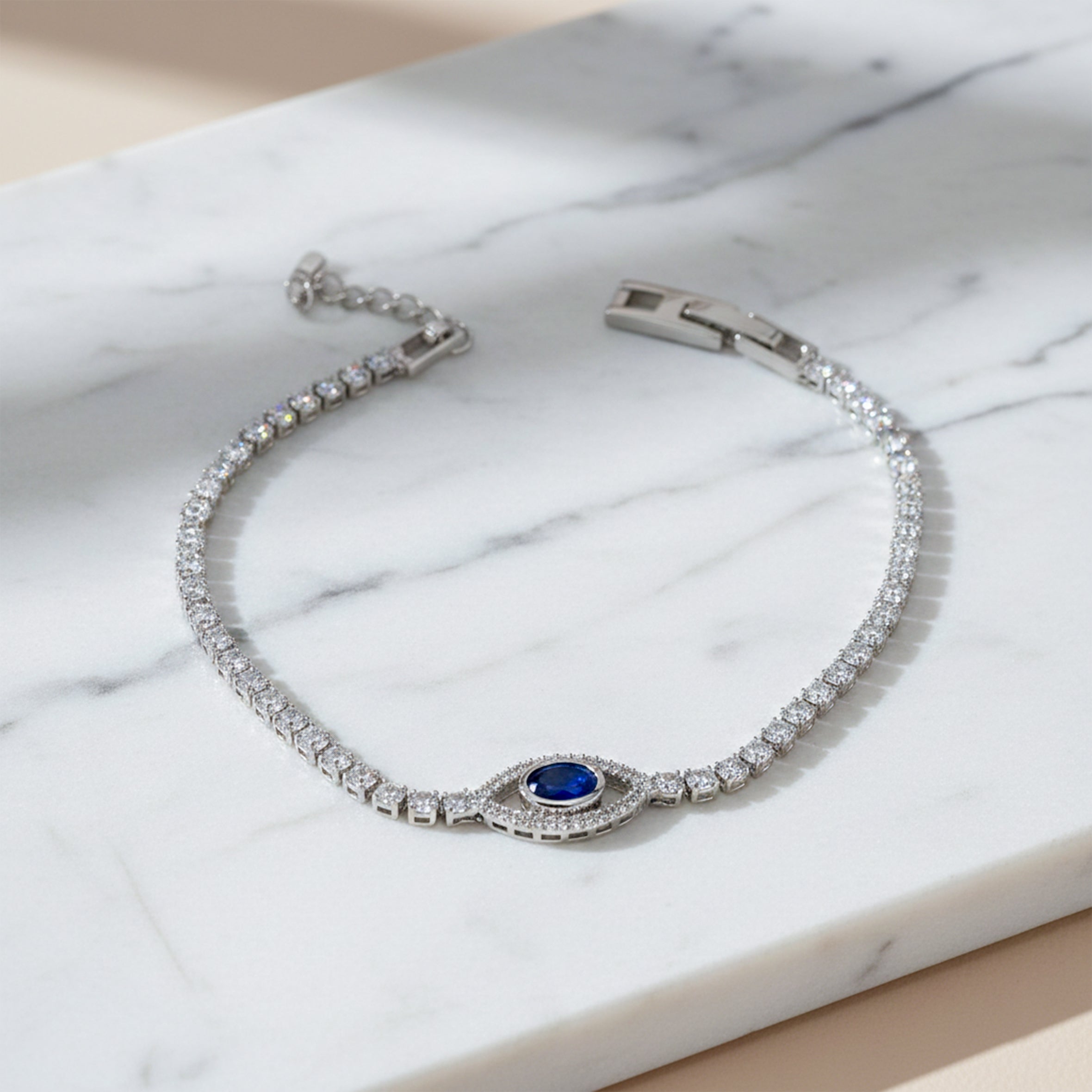 Blue Sapphire Evil Eye Bracelet