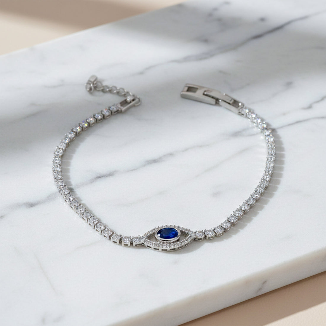 Blue Sapphire Evil Eye Bracelet