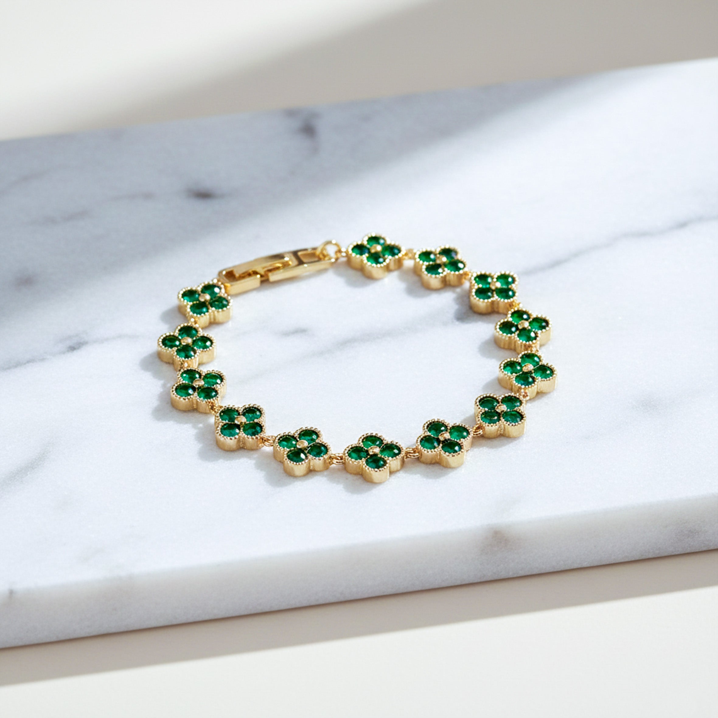 Green Enamel Clover Luxury Bracelet