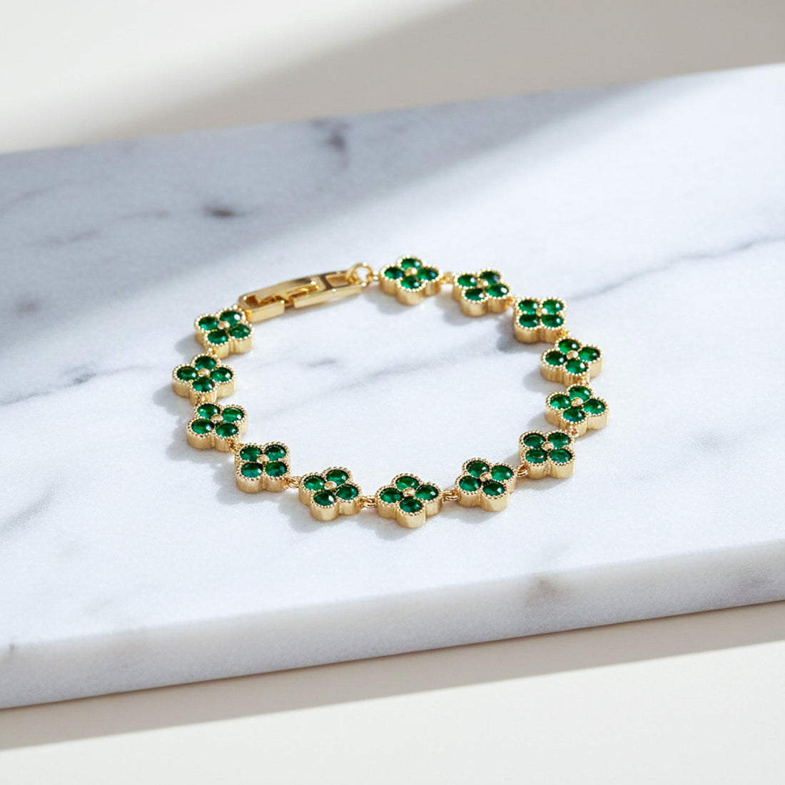 Green Enamel Clover Luxury Bracelet