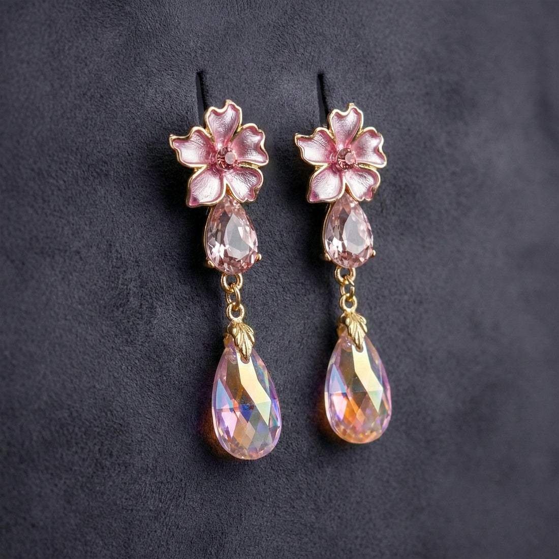 Blush Bloom Crystal Drop Earrings