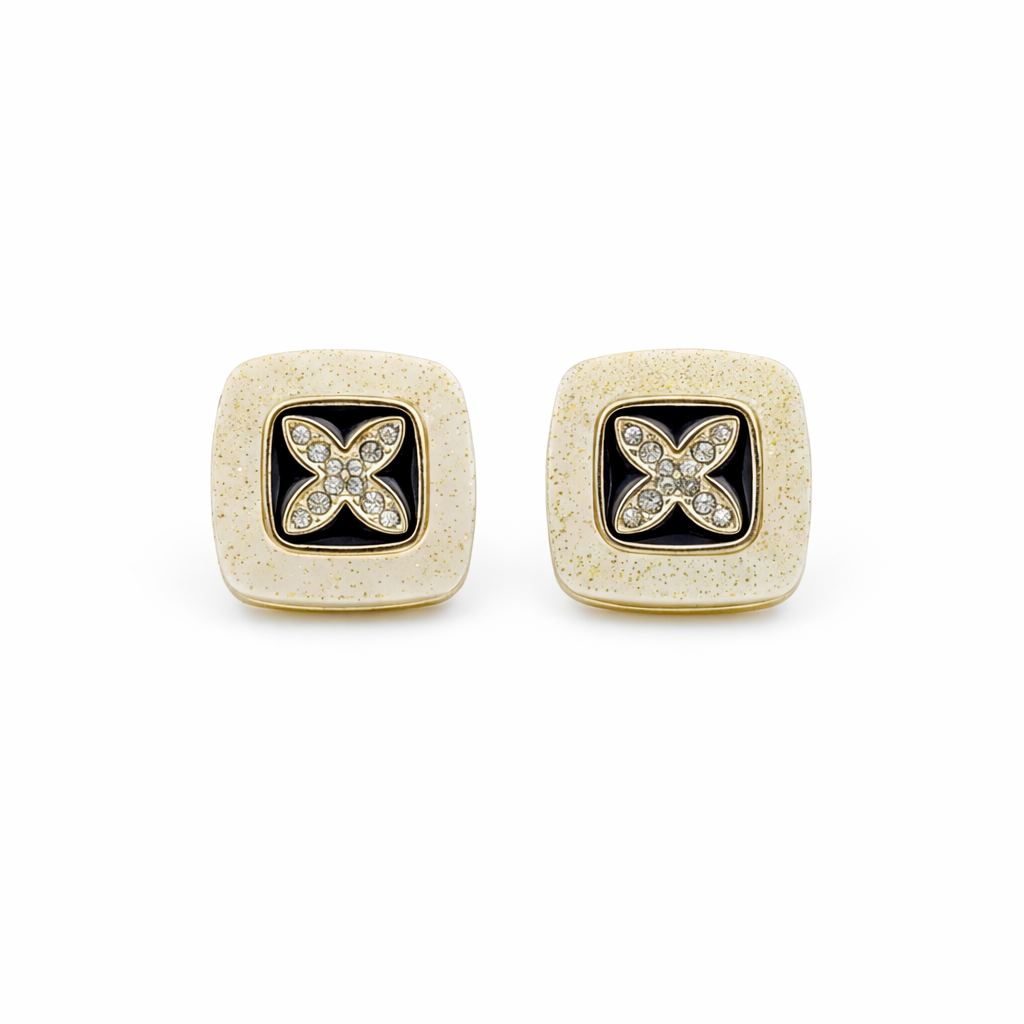 Ivory Noir Blossom Luxe Stud Earrings