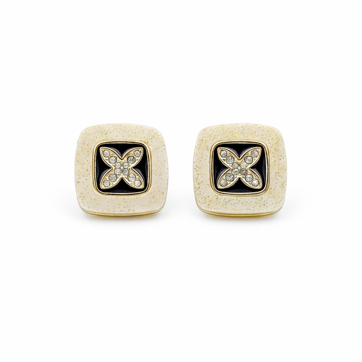 Ivory Noir Blossom Luxe Stud Earrings