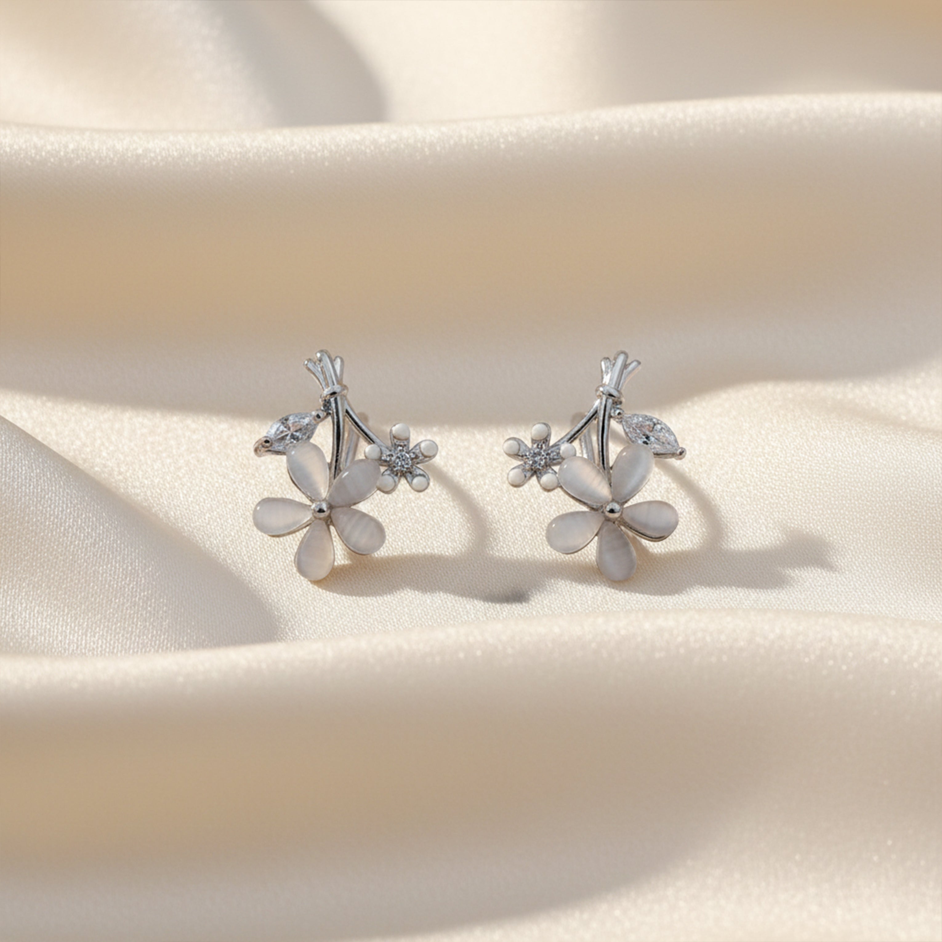 Ivory Blossom Crystal Luxe Stud Earrings