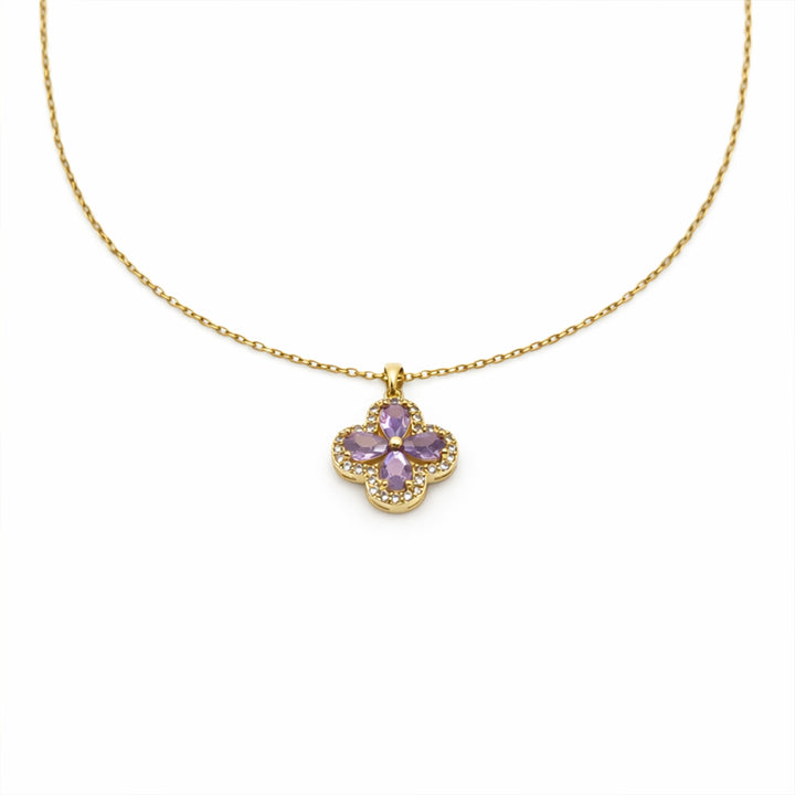 Pink Petal Crystal Flower Necklace
