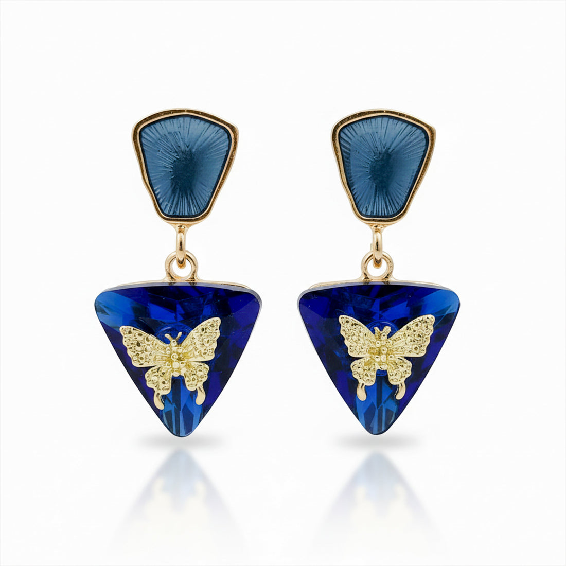 Butterfly Charm Blue Drop Earrings