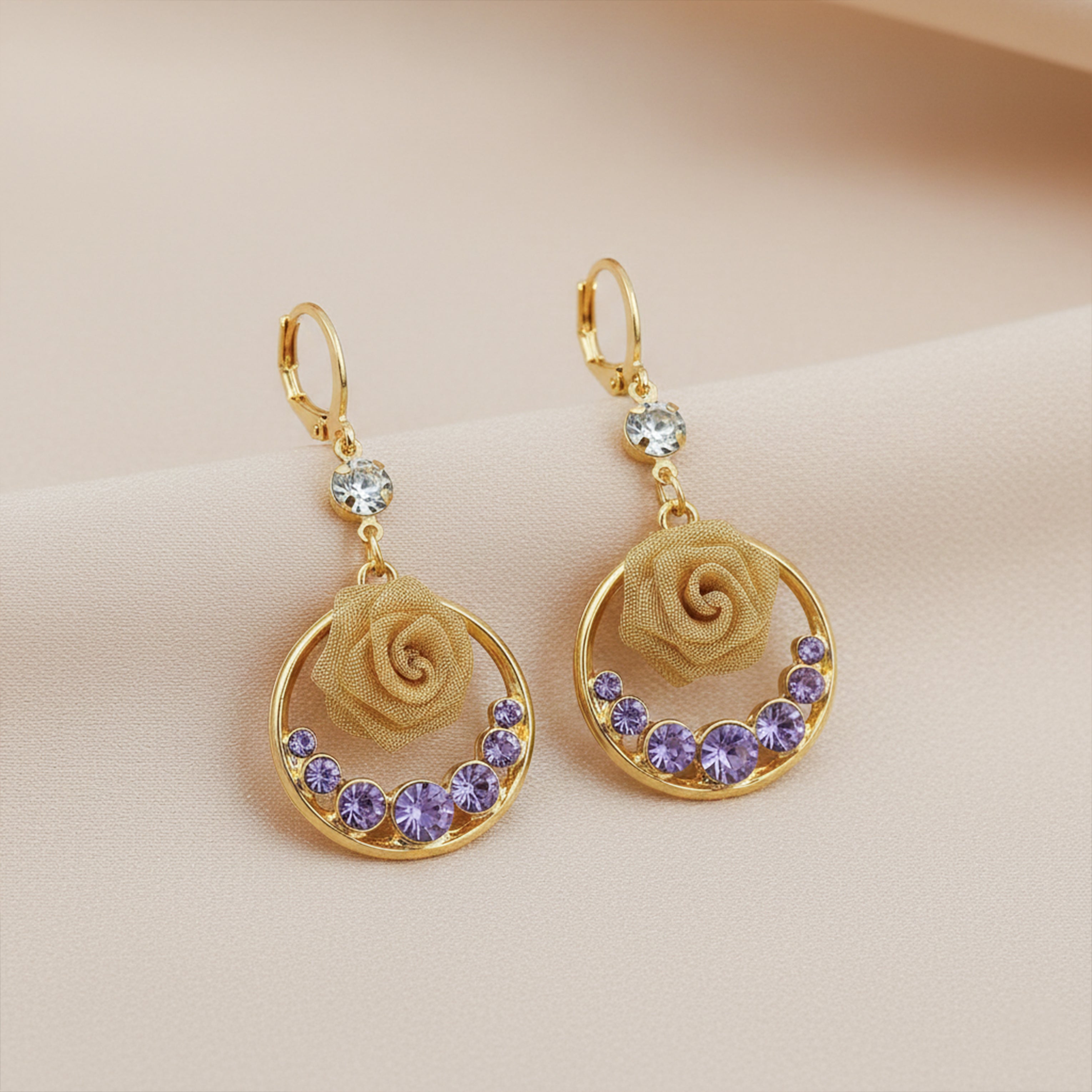 Lavender Luxe Rose Earrings