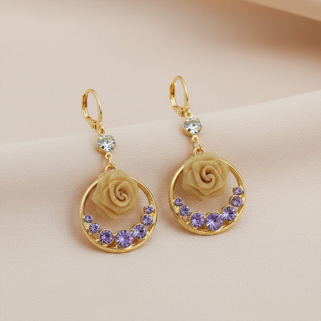 Lavender Luxe Rose Earrings