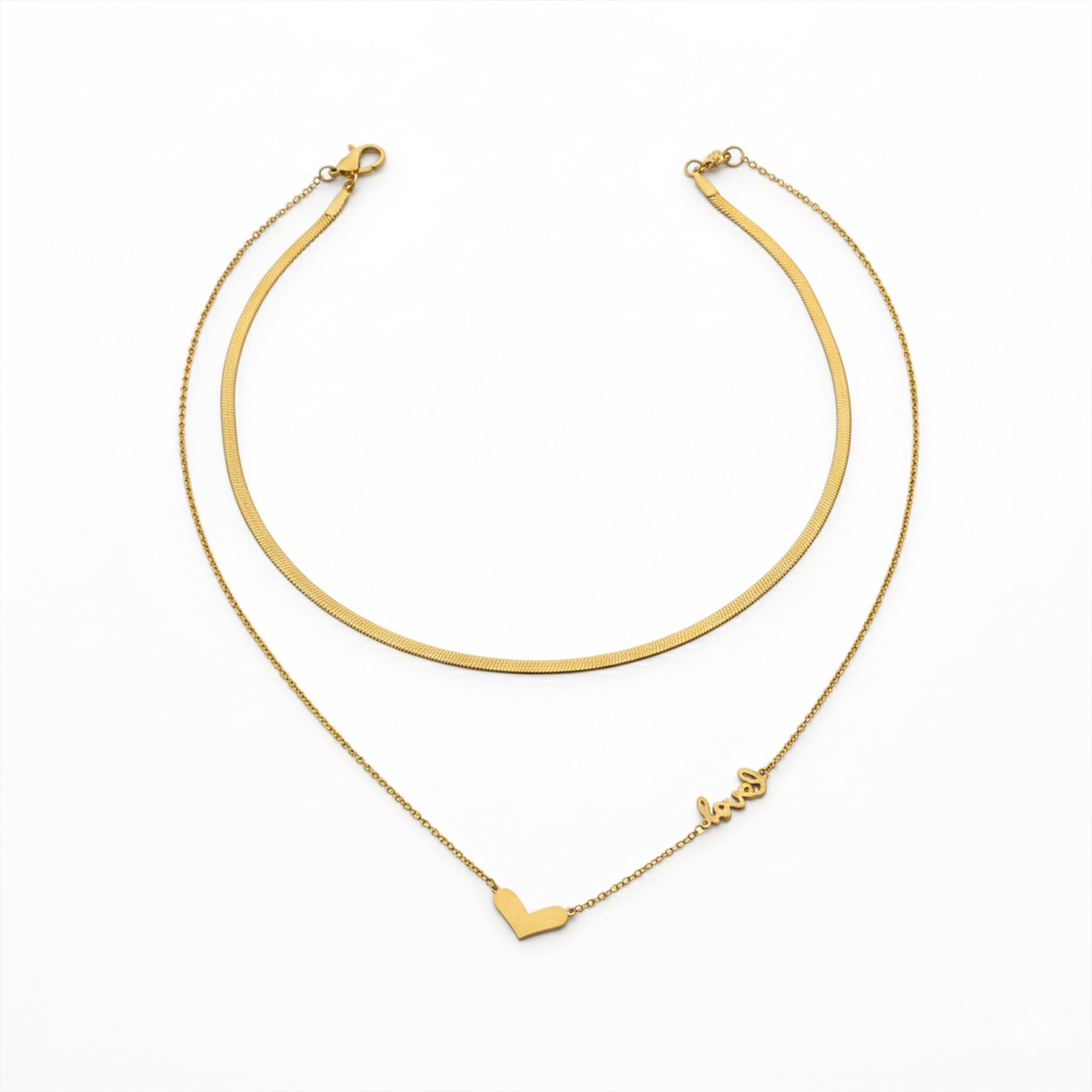Layered Love Heart Gold Necklace