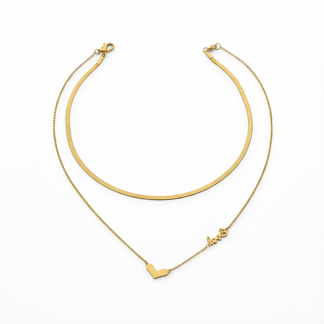 Layered Love Heart Gold Necklace
