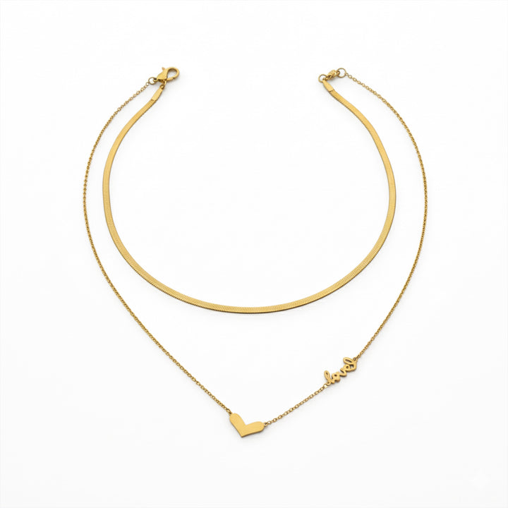 Layered Love Heart Gold Necklace