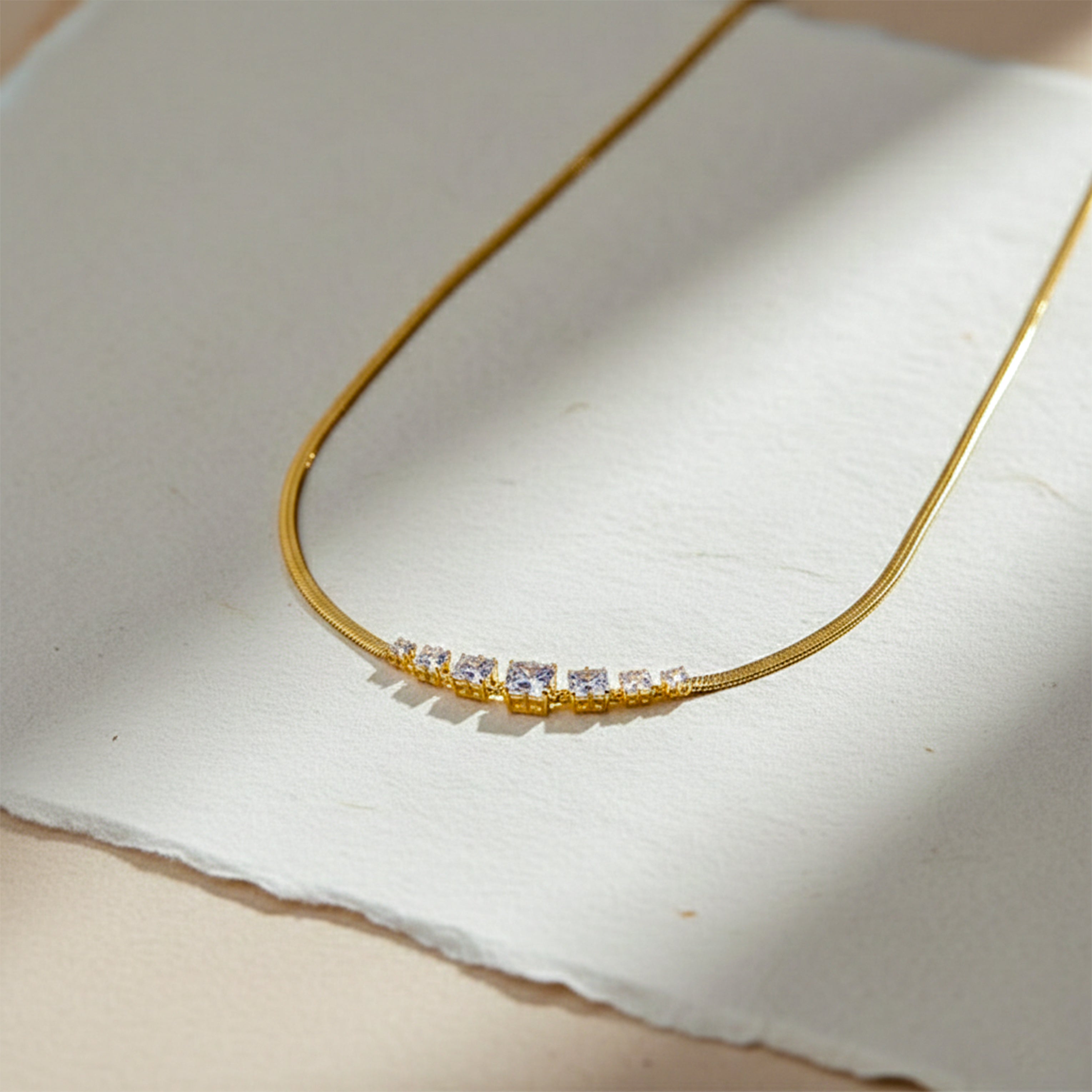 Celeste Diamond Curve Gold Necklace
