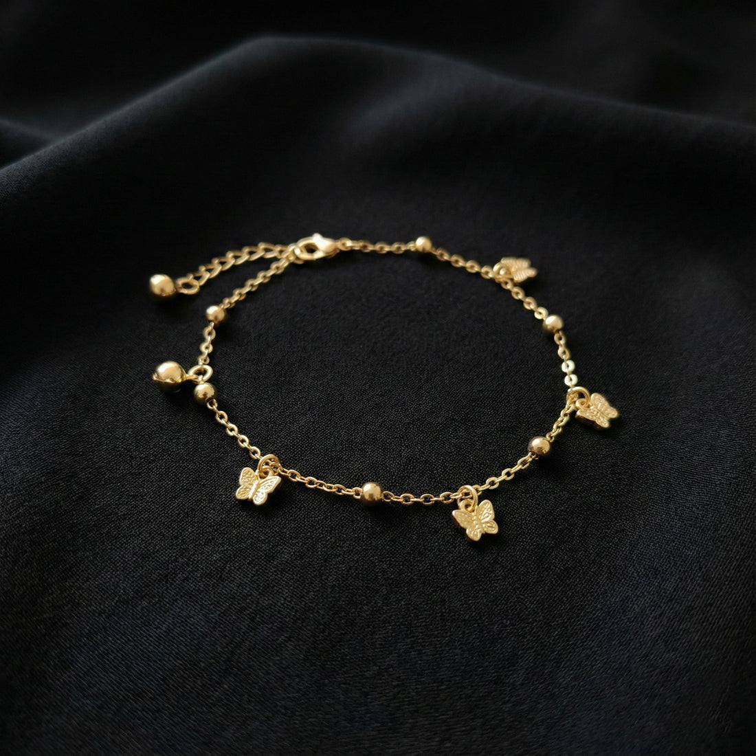 Golden Flutter Butterfly Charm Anklet
