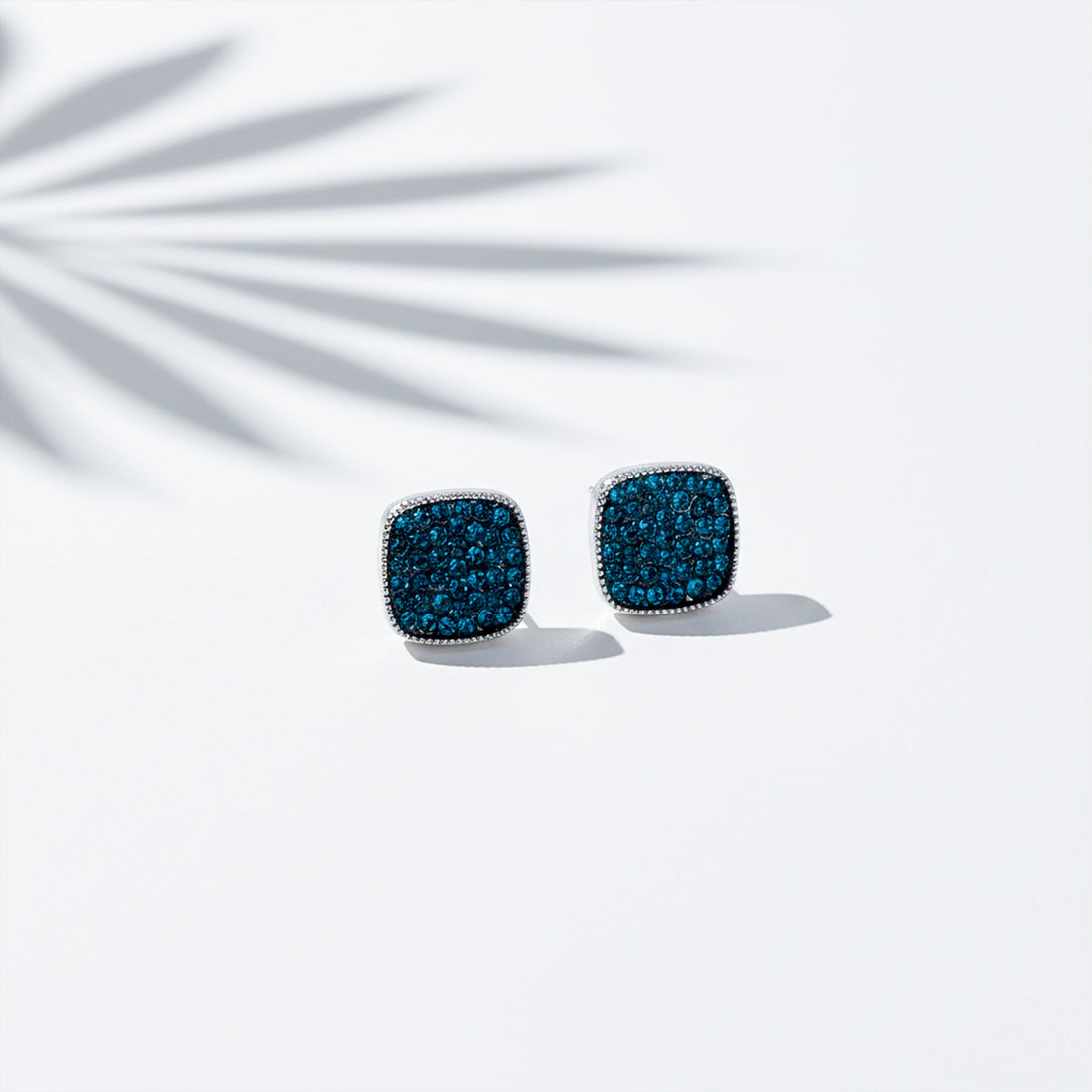 Midnight Blue Square Studs Earrings