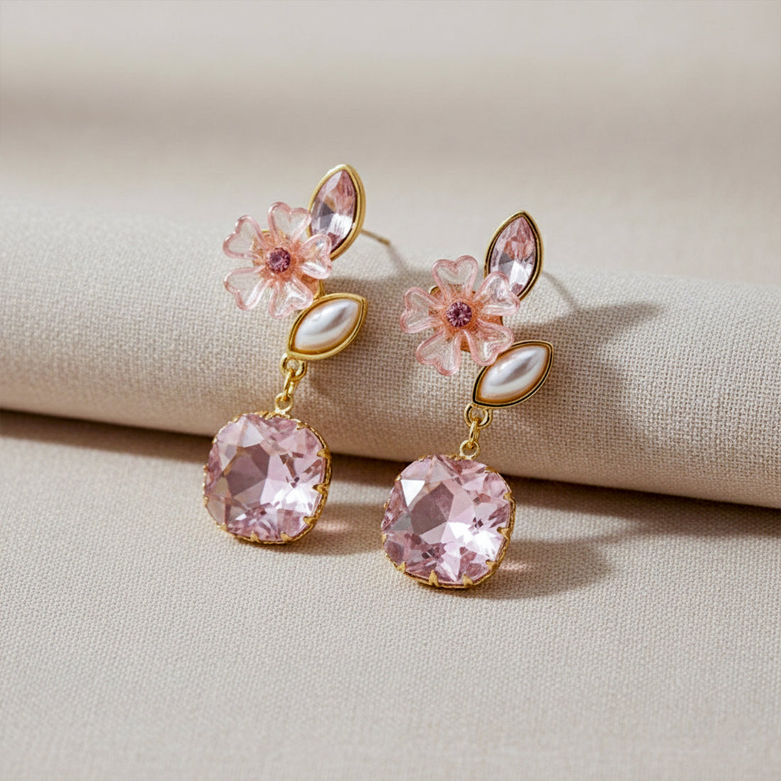 Pink Blossom Elegance Drop Earrings