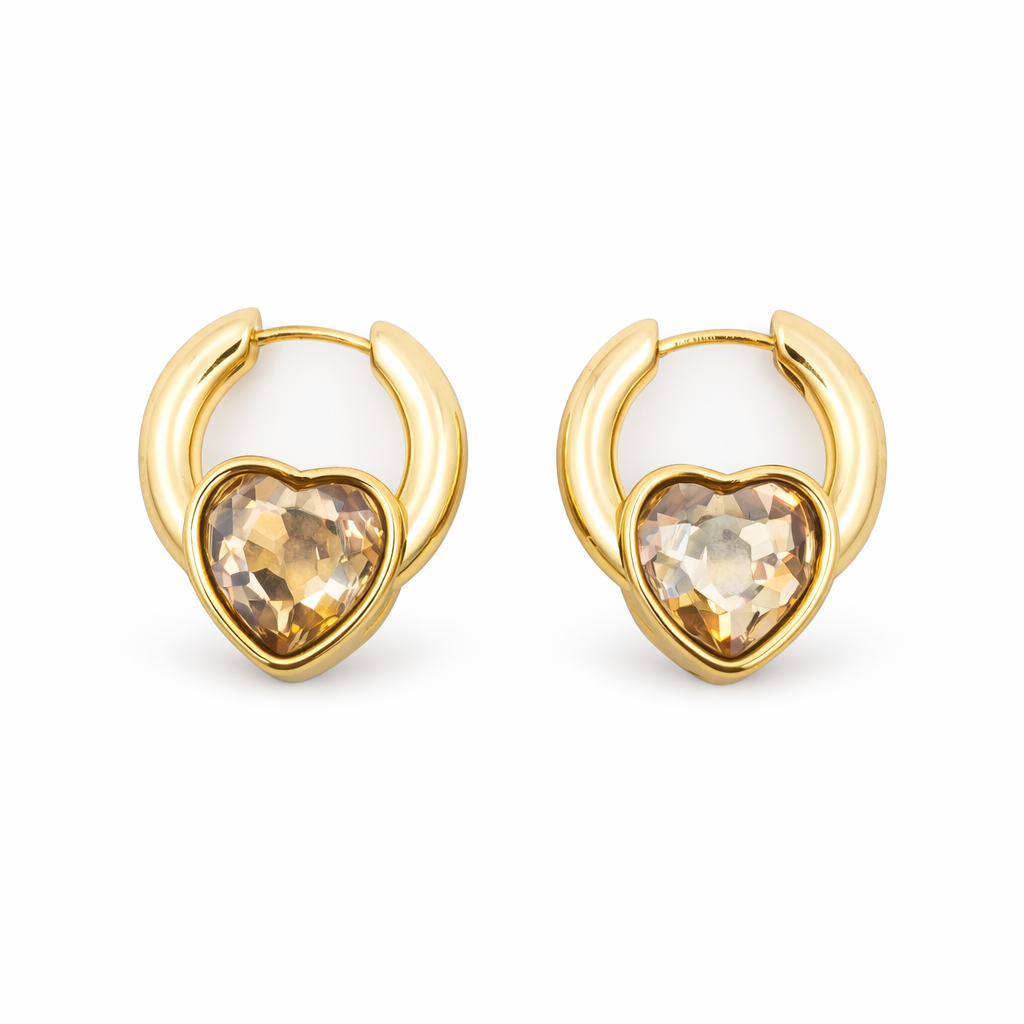 Chic Gold Heart Dangle Earrings