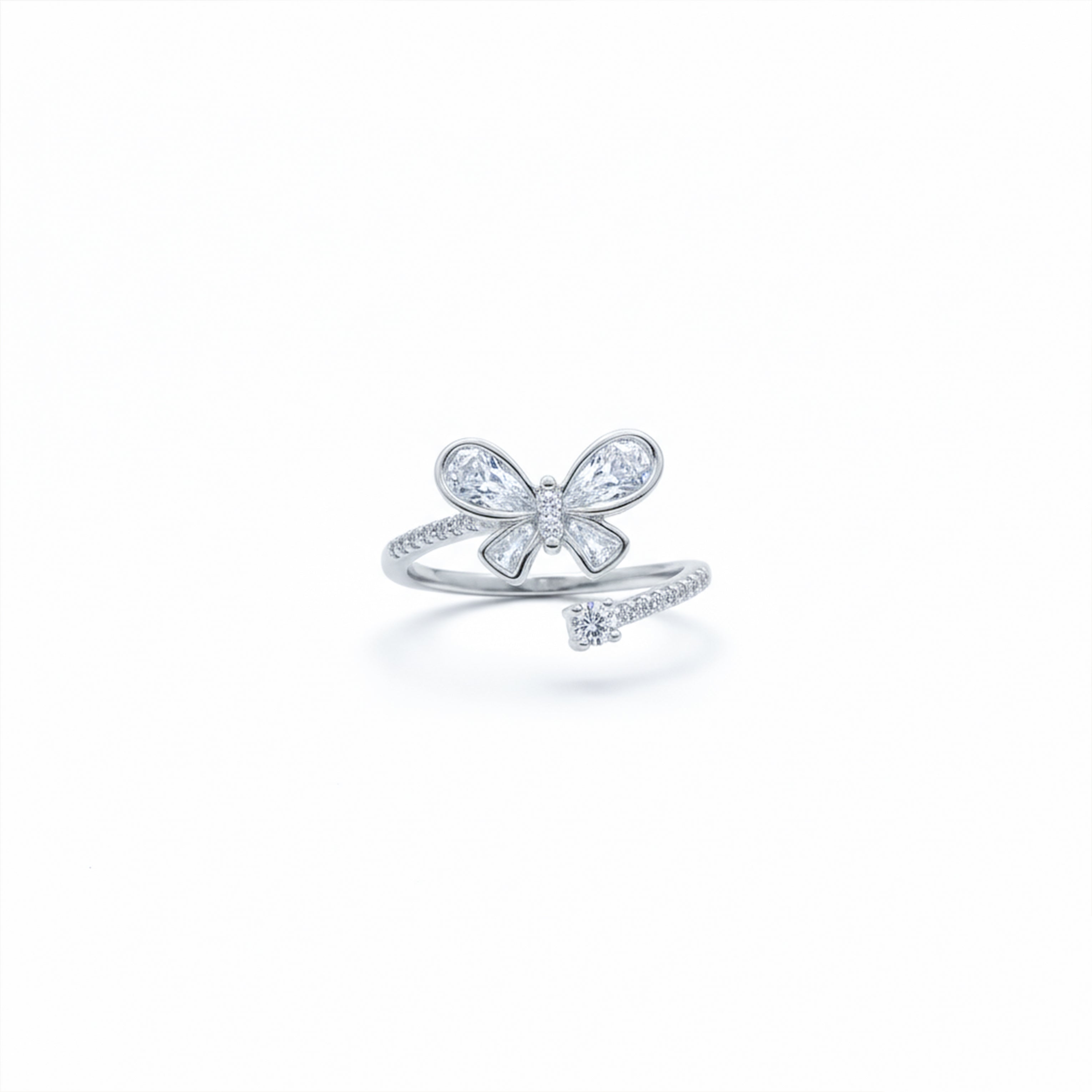 Elegant Crystal Bow Ribbon Ring
