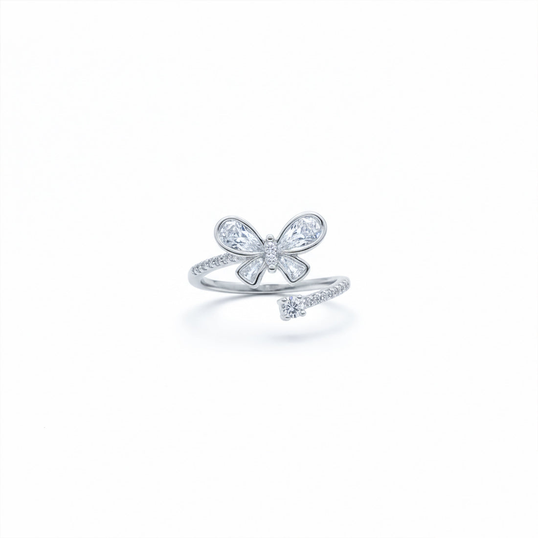 Elegant Crystal Bow Ribbon Ring
