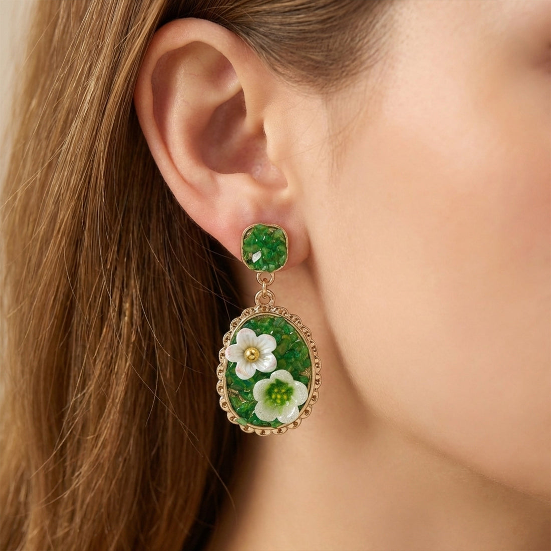 Verdant Blossom Luxe Statement Earrings