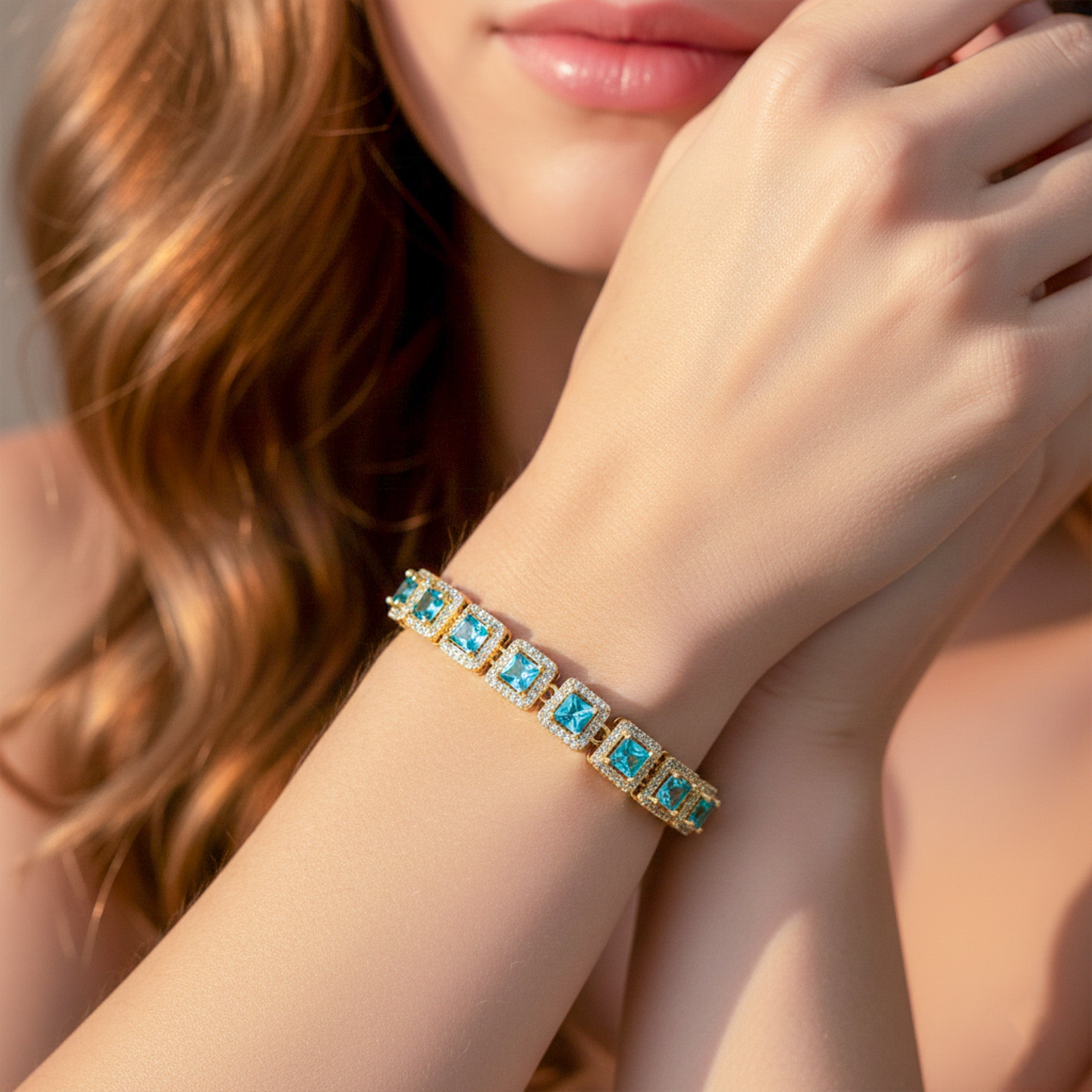 Turquoise Diamond Frame Bracelet