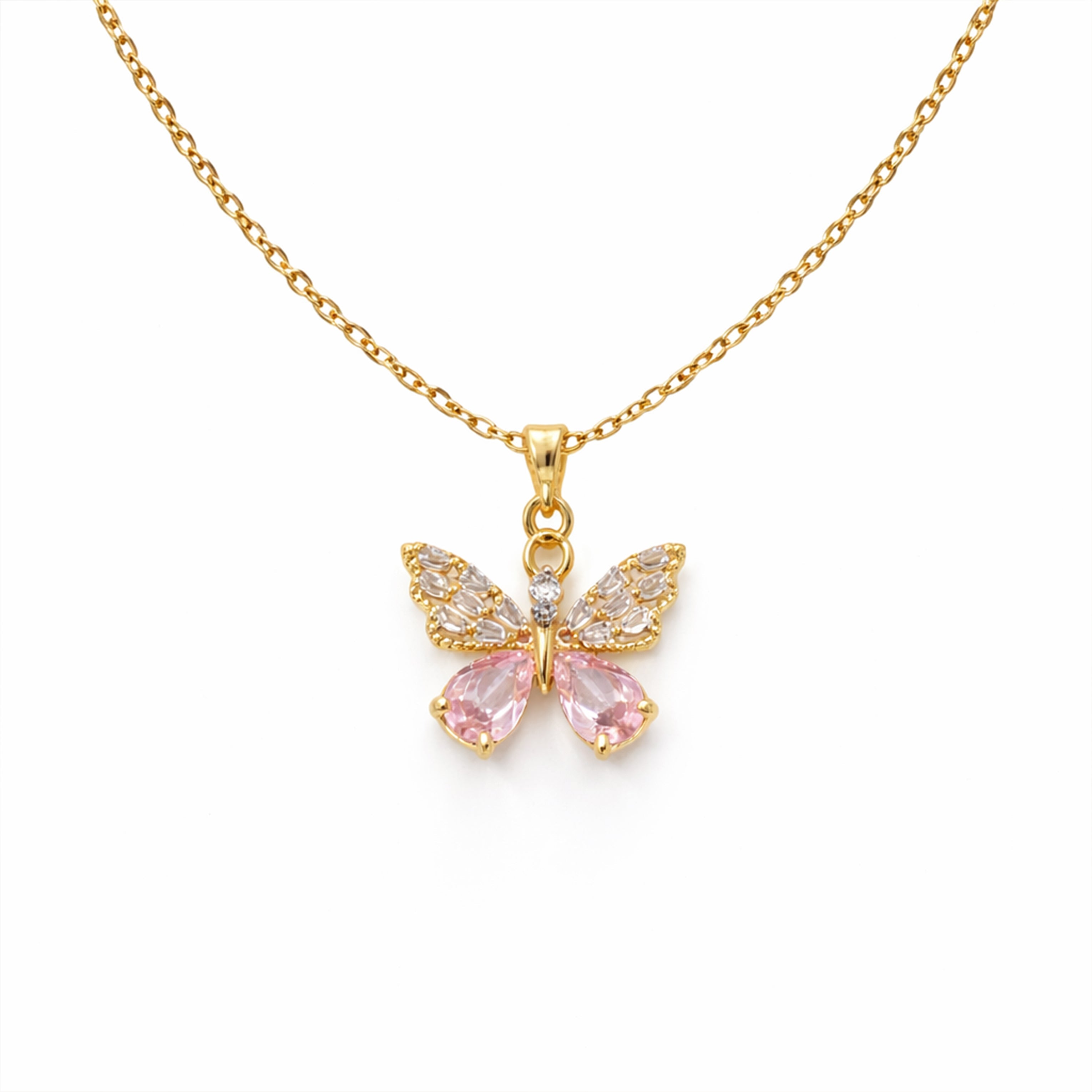 Dainty Butterfly Pendant Gold Necklace
