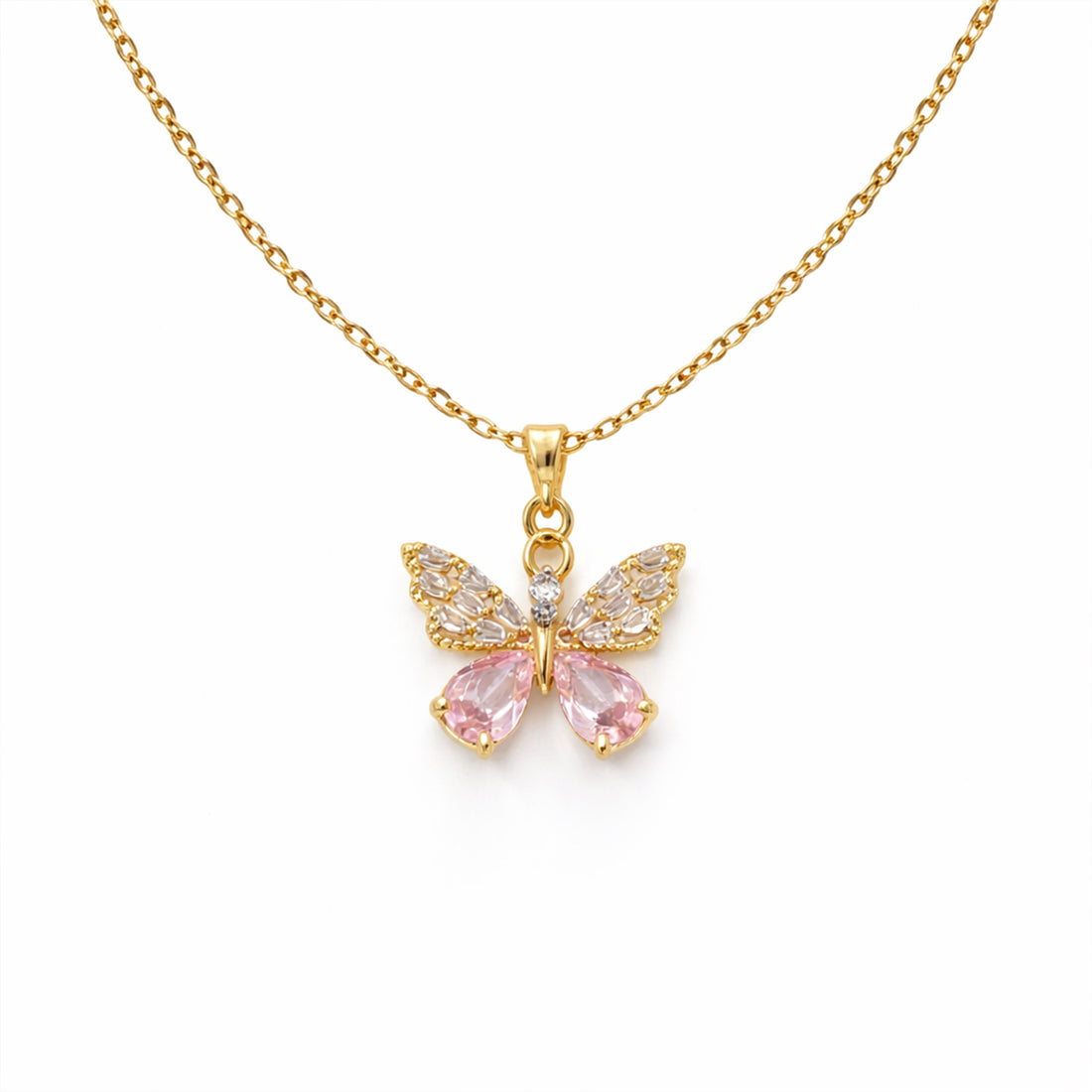 Dainty Butterfly Pendant Gold Necklace