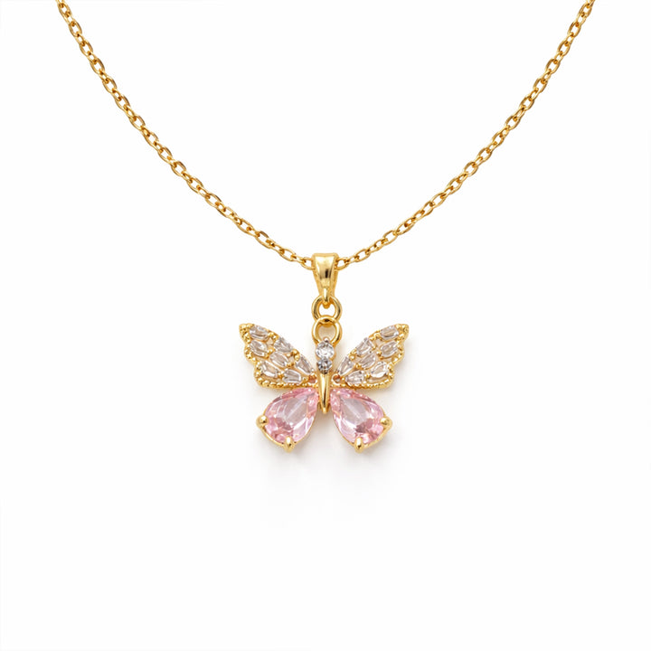 Dainty Butterfly Pendant Gold Necklace