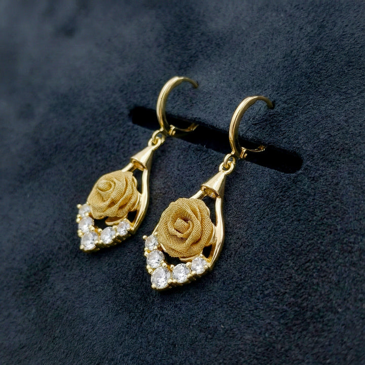 Classic Gold Flower Drop Earrings