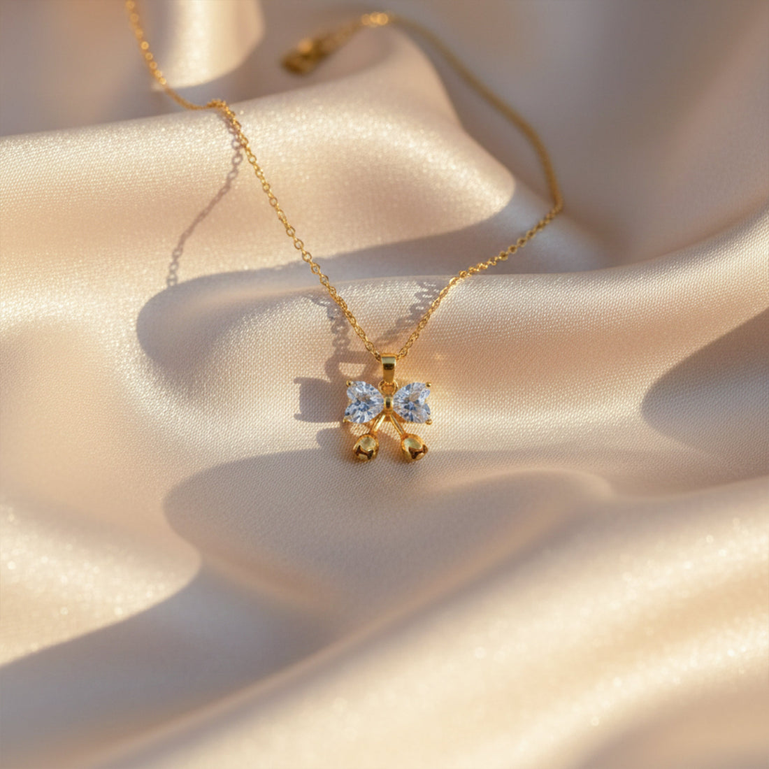 Princess Crystal Bow Pendant Necklace
