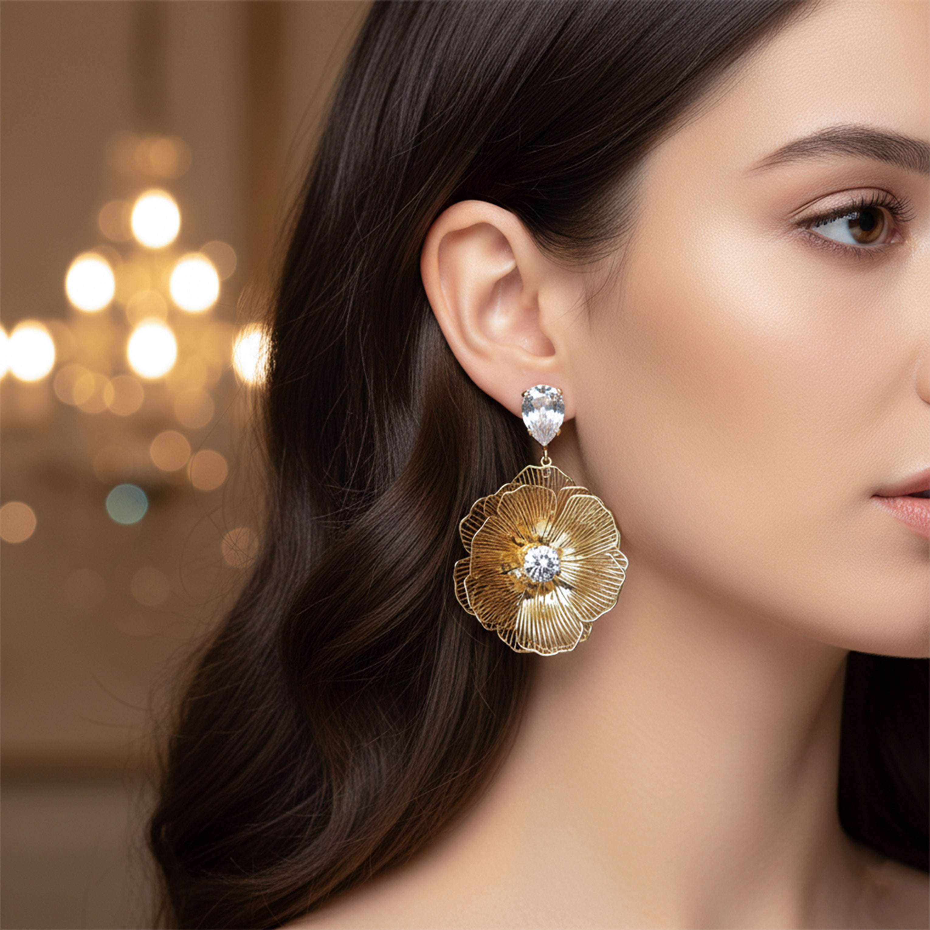 Zeenat Shahi Flower Drop Earrings