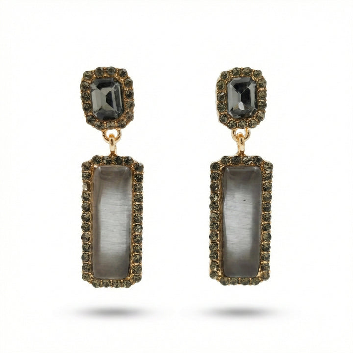 Chic Grey Crystal Statement Earrings