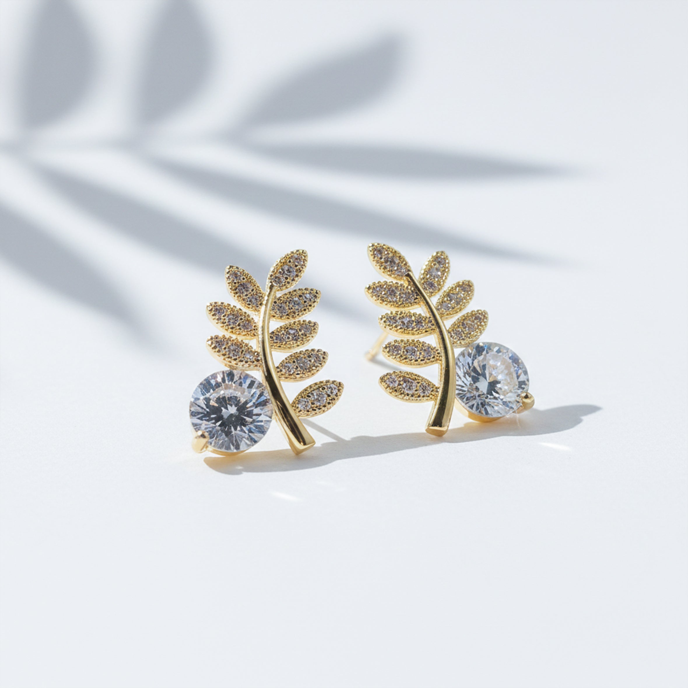 Leaf Solitaire Earrings