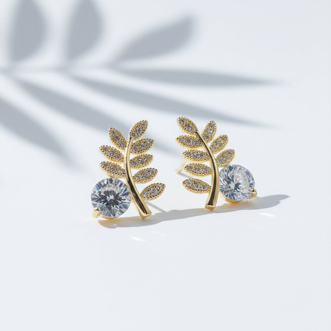 Leaf Solitaire Earrings
