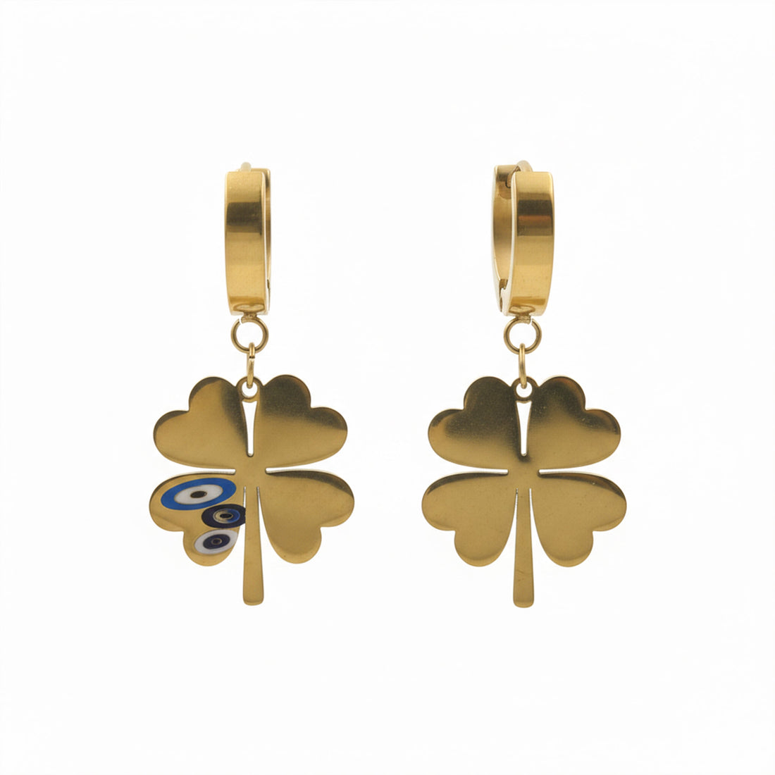 Elite Nazar Clover Charm Drop Earrings