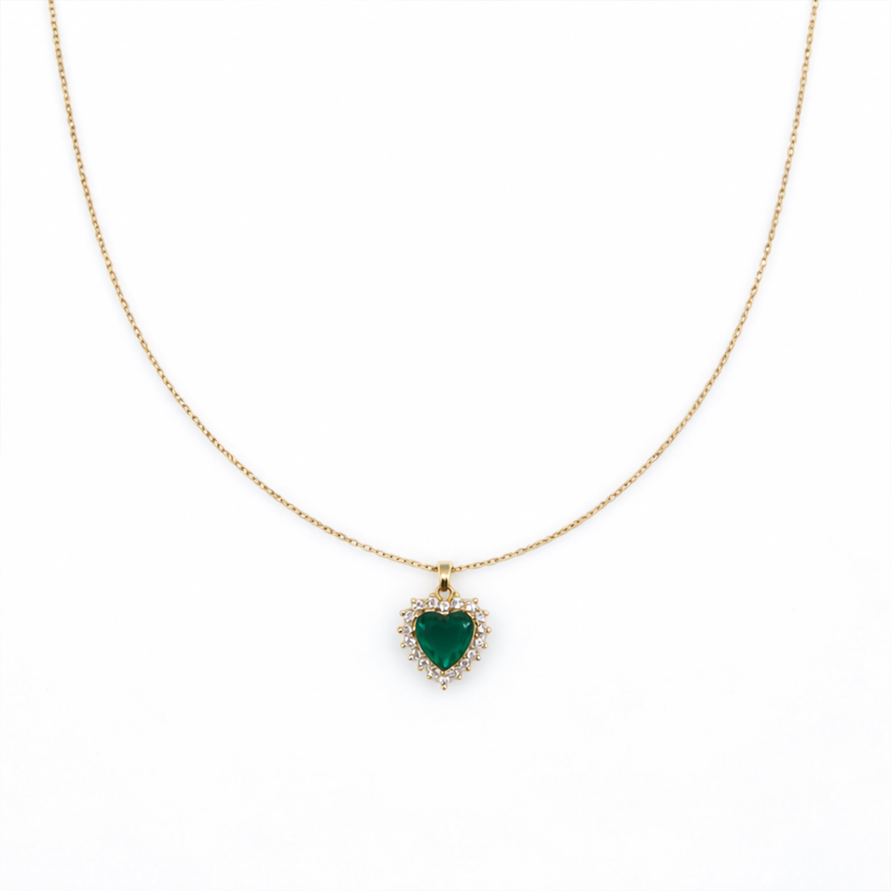 Elegant Green Heart Crystal Pendant