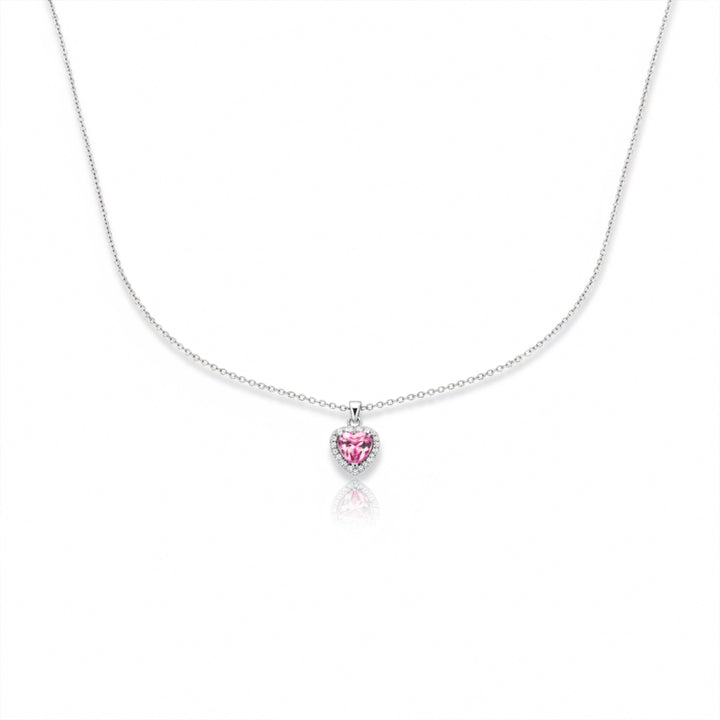 Pink Heart Crystal Pendant Necklace
