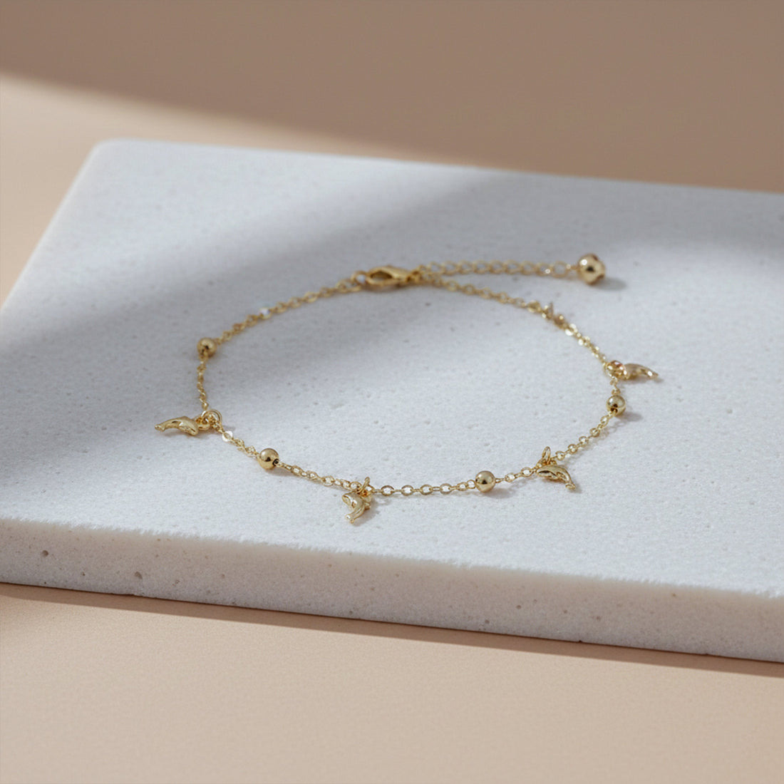 Premium Dolphin Charm Gold Anklet