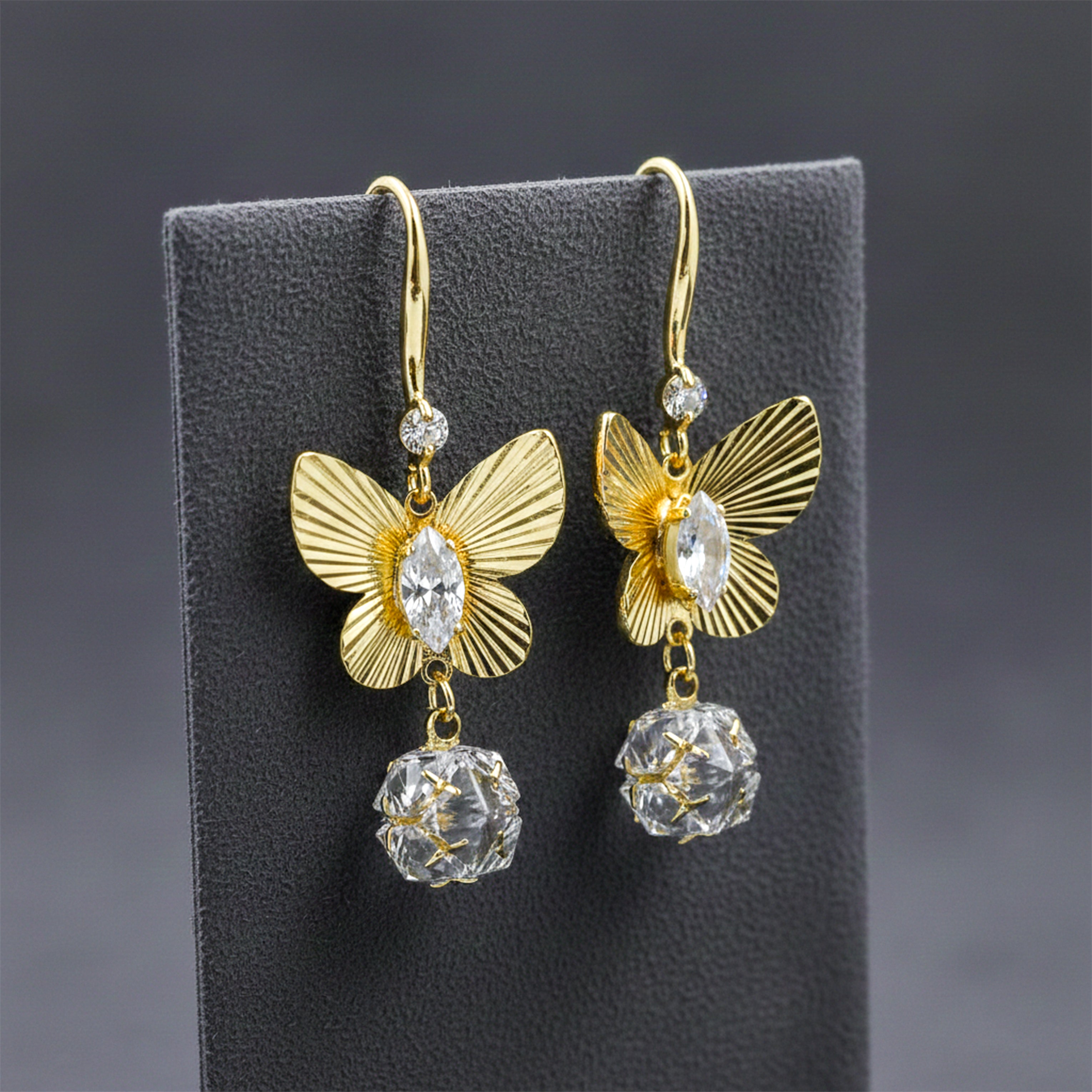 Golden Butterfly Drop Earrings