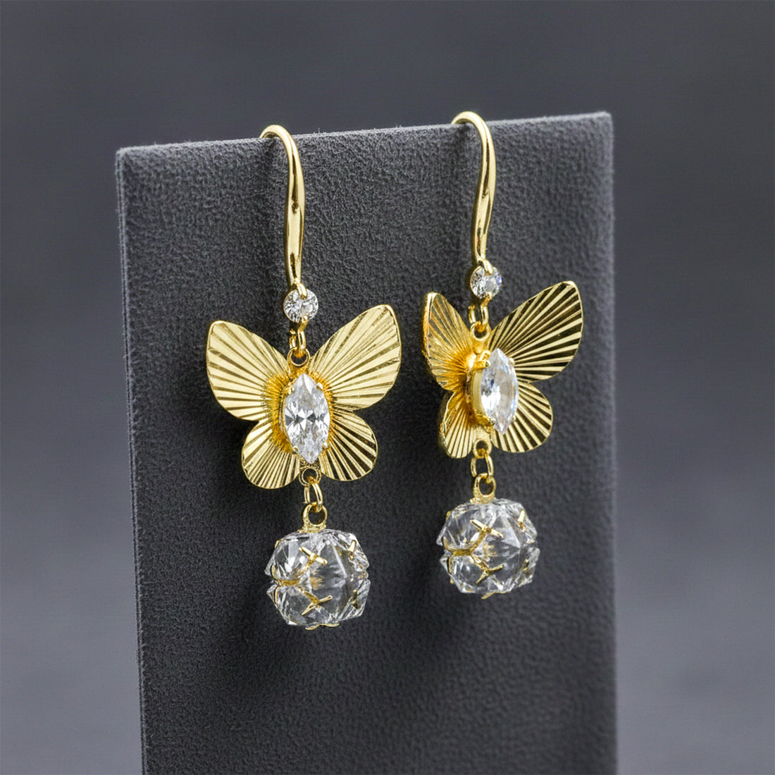 Golden Butterfly Drop Earrings