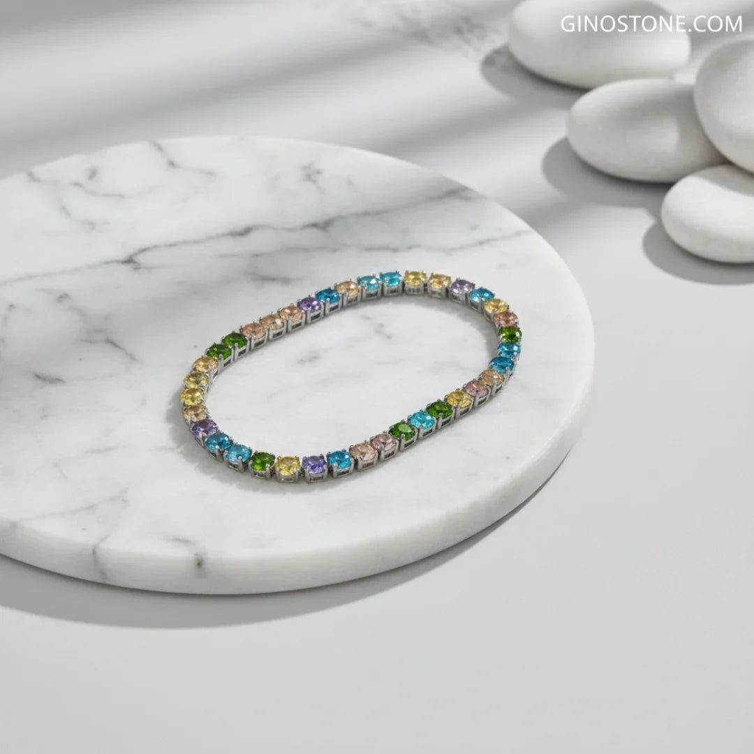 Multi-Color Gemstone Tennis Bracelet