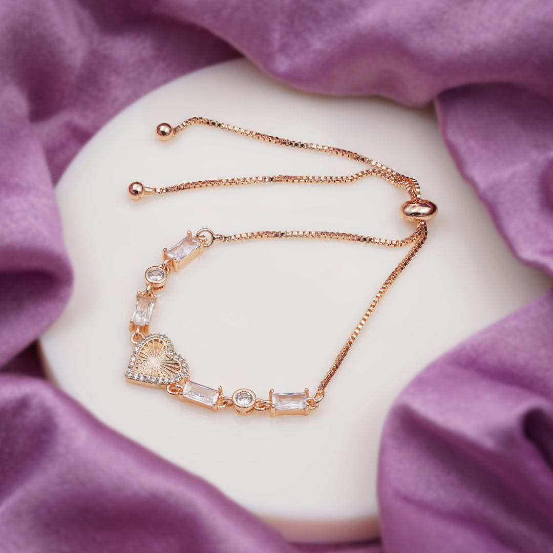 Zircon Heart Slider Bracelet