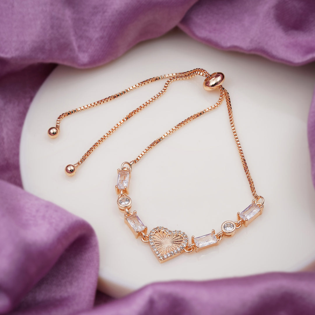 Zircon Heart Slider Bracelet