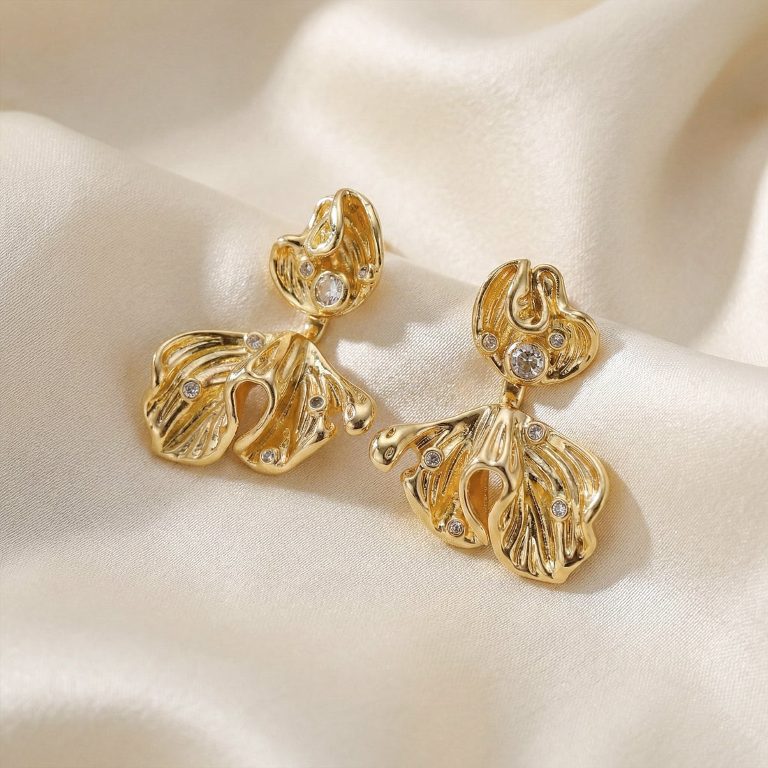 Elite Golden Petal Pearl Earrings