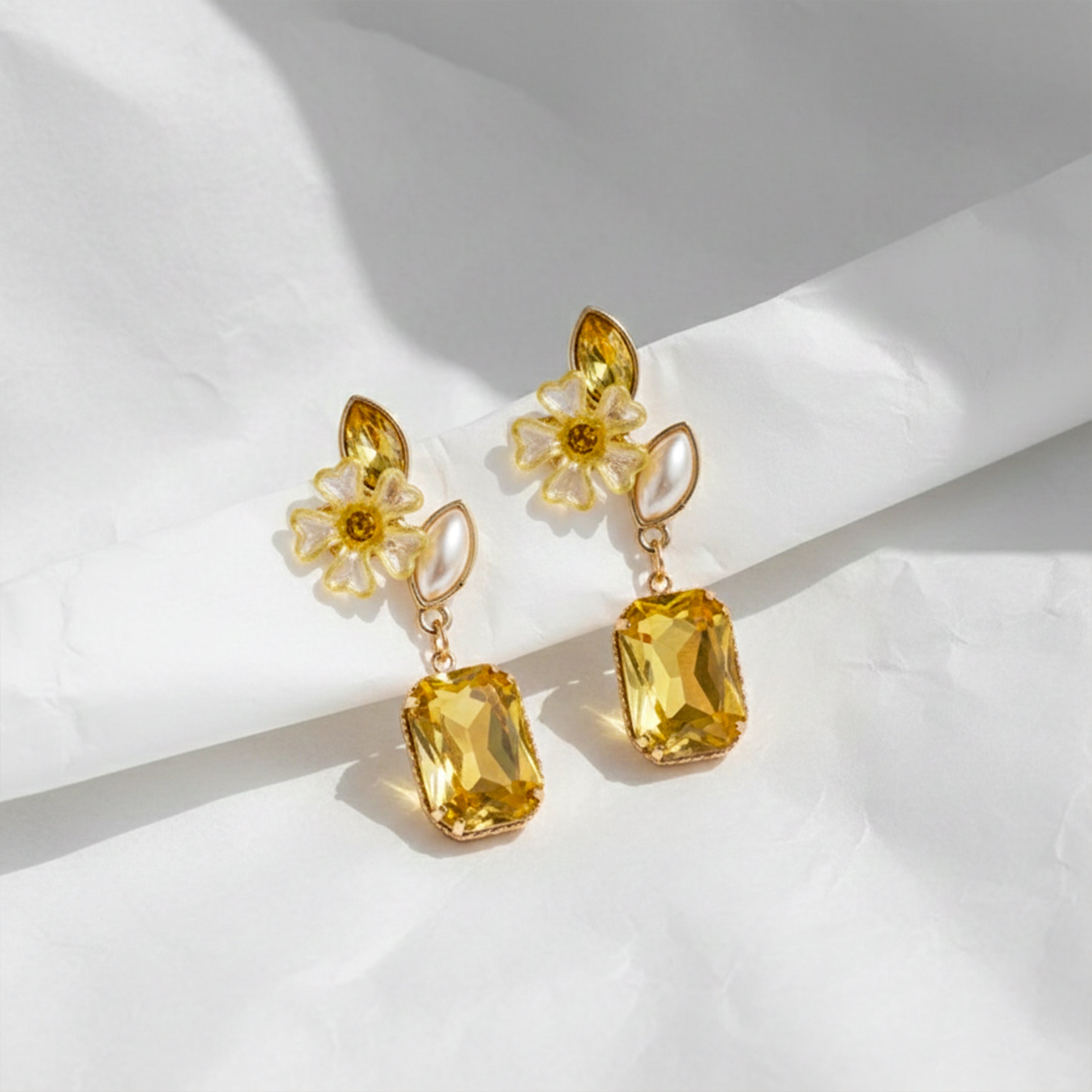 Amber Glow Floral Earrings