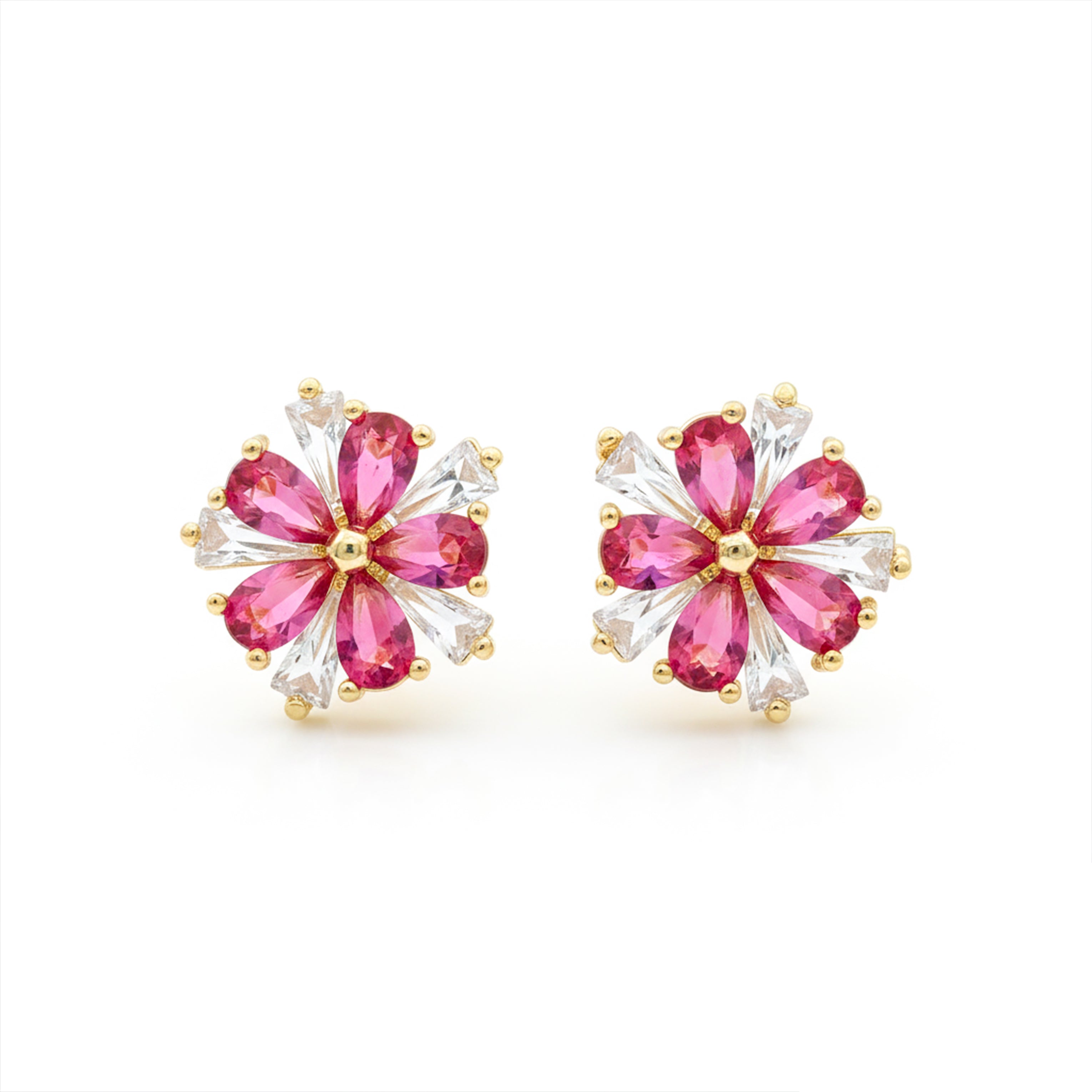 Crimson Flower Studs Earrings