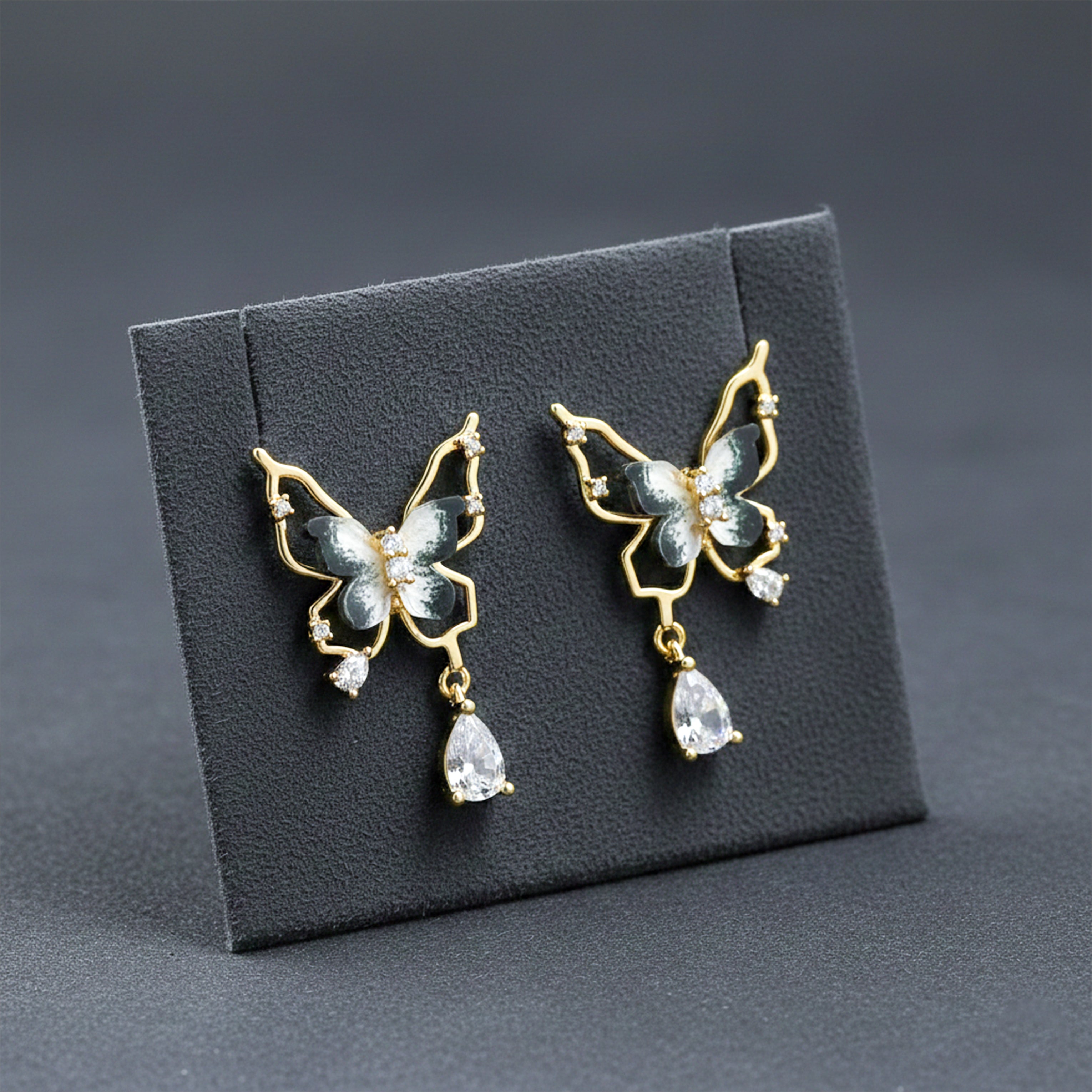 Elegant Noir Butterfly Earrings