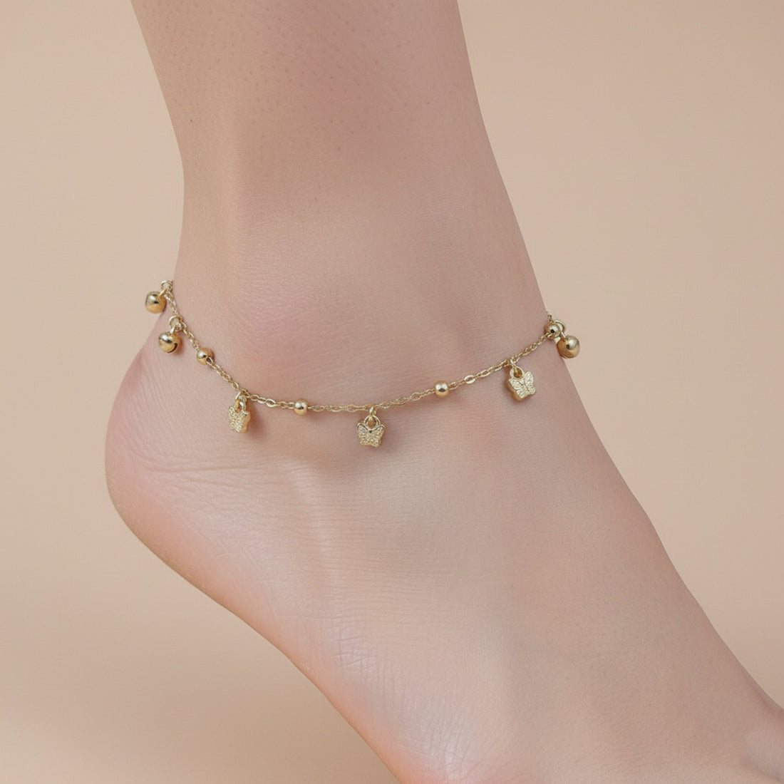 Golden Flutter Butterfly Charm Anklet