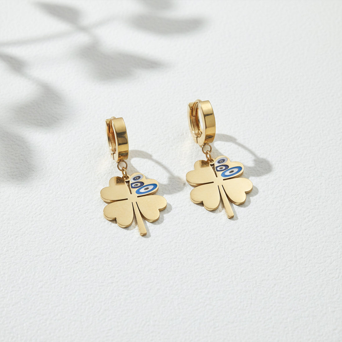 Elite Nazar Clover Charm Drop Earrings