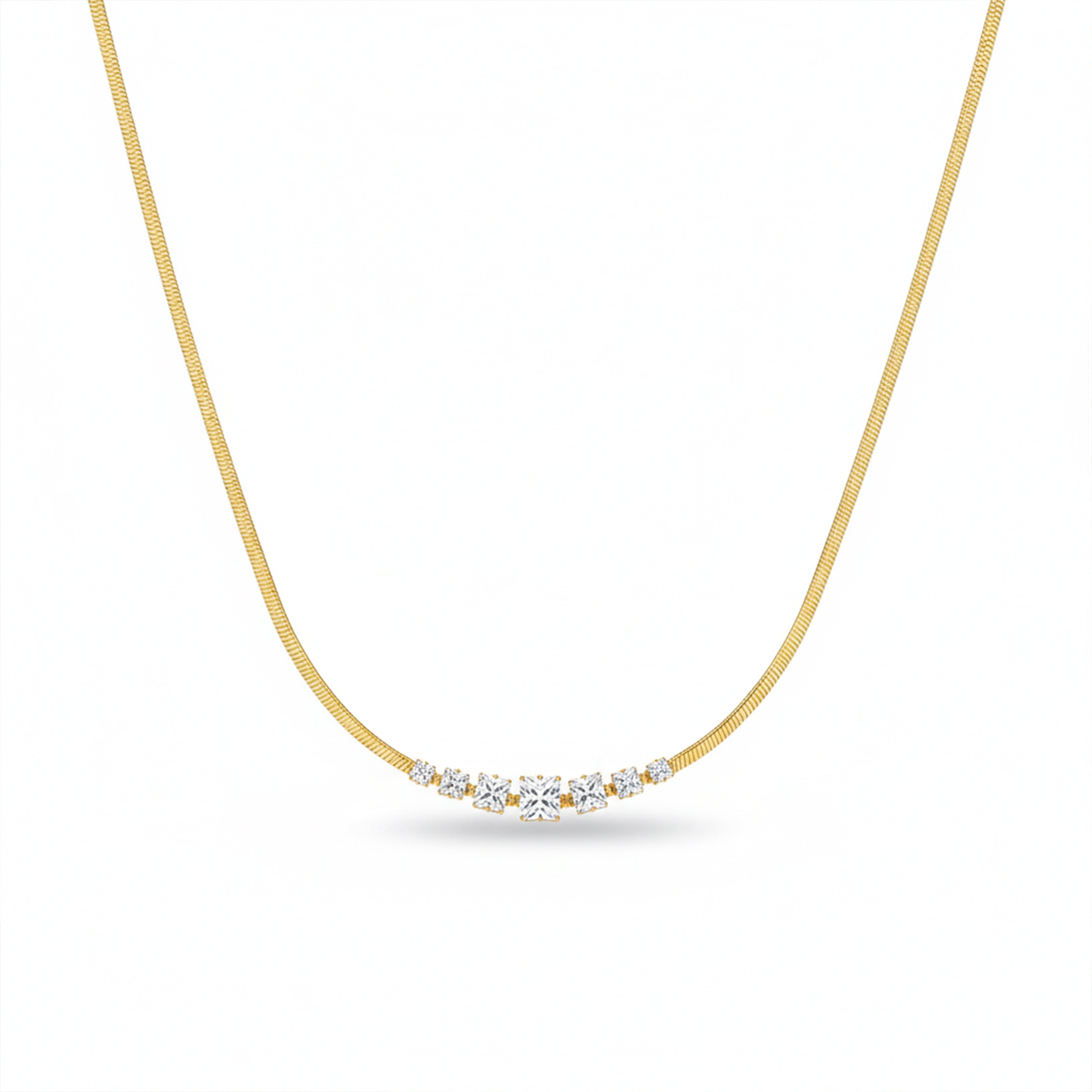Celeste Diamond Curve Gold Necklace