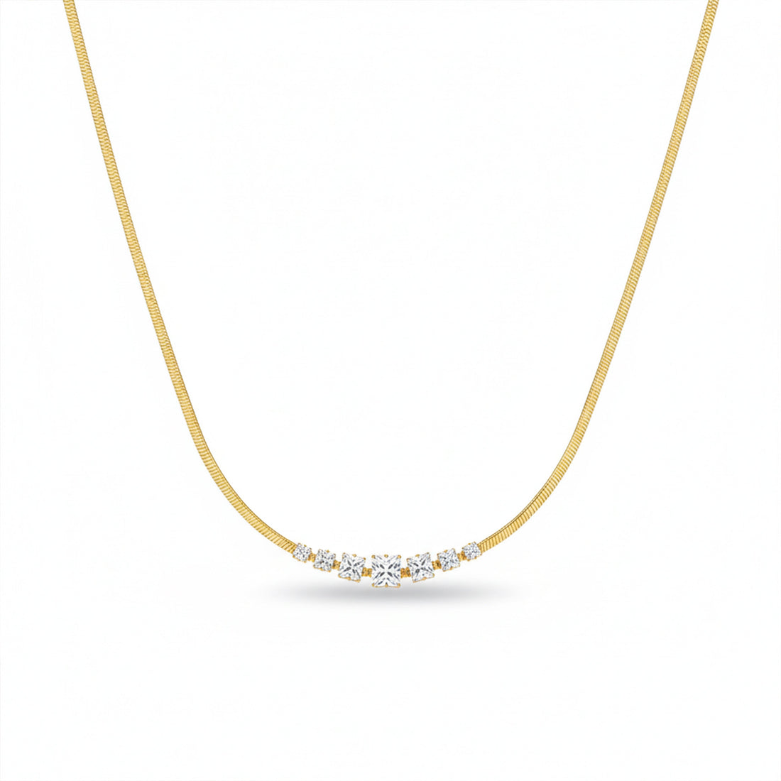 Celeste Diamond Curve Gold Necklace